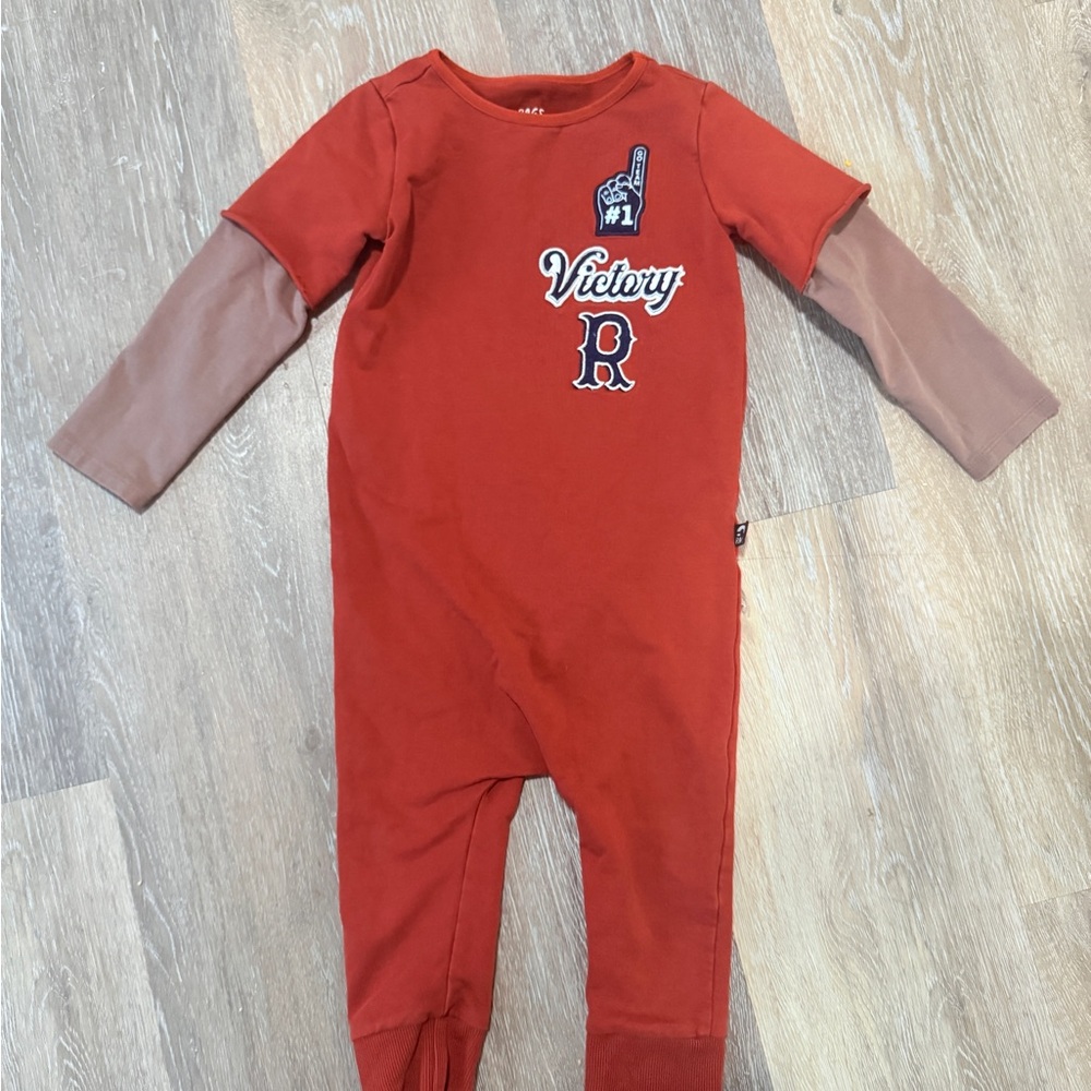 Layered Vintage Baseball Rags Romper